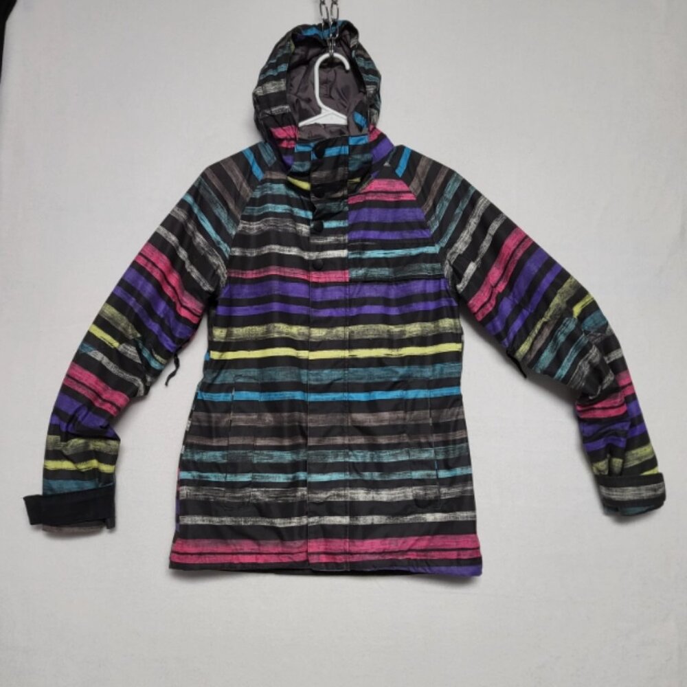 Burton Dryride Insulated ski/snowboard jacket womens XS black/multi stripe great